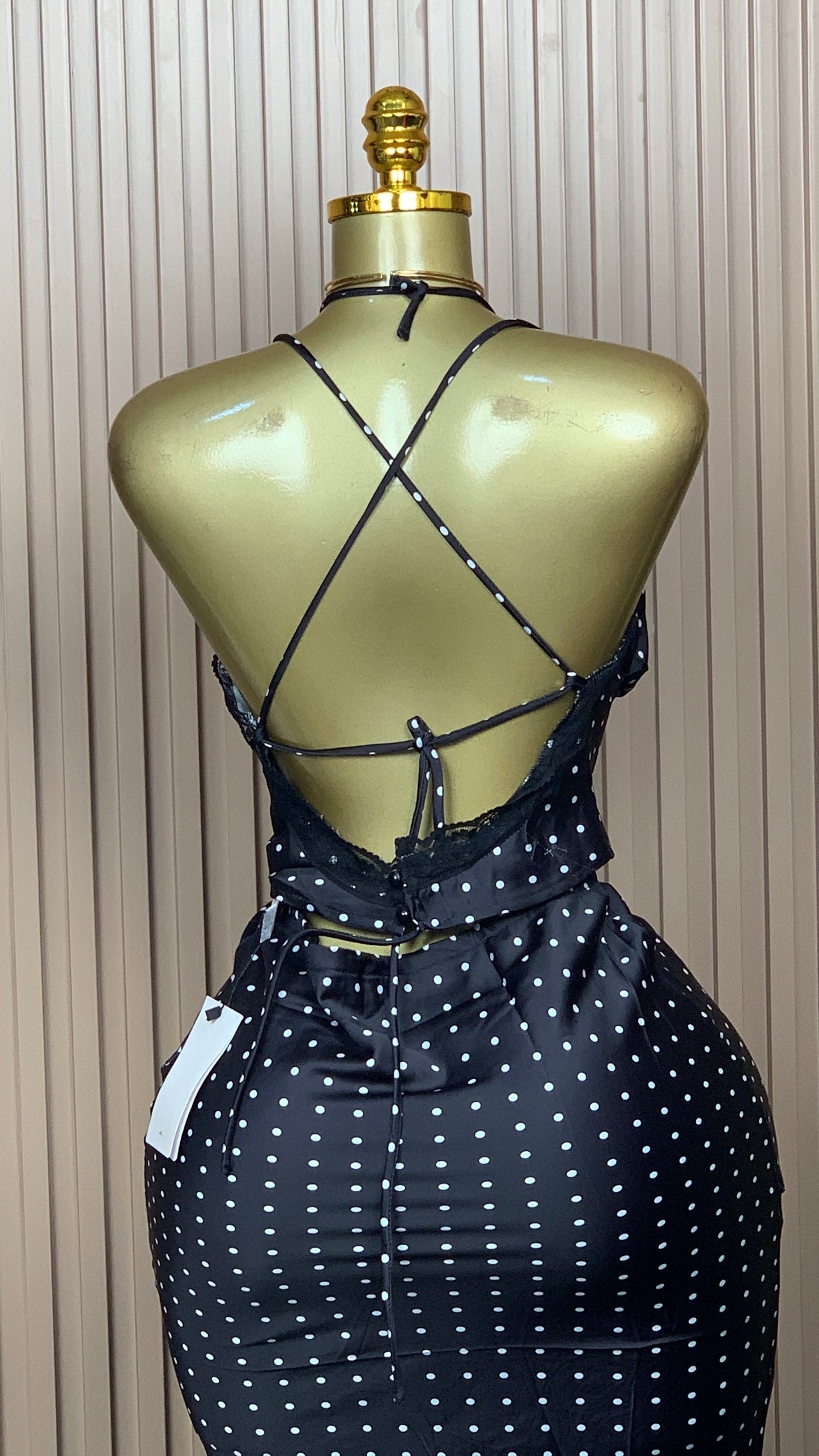 UK Size 8 Tiffany27 Brand New Two Piece Black&White polka dots Length6