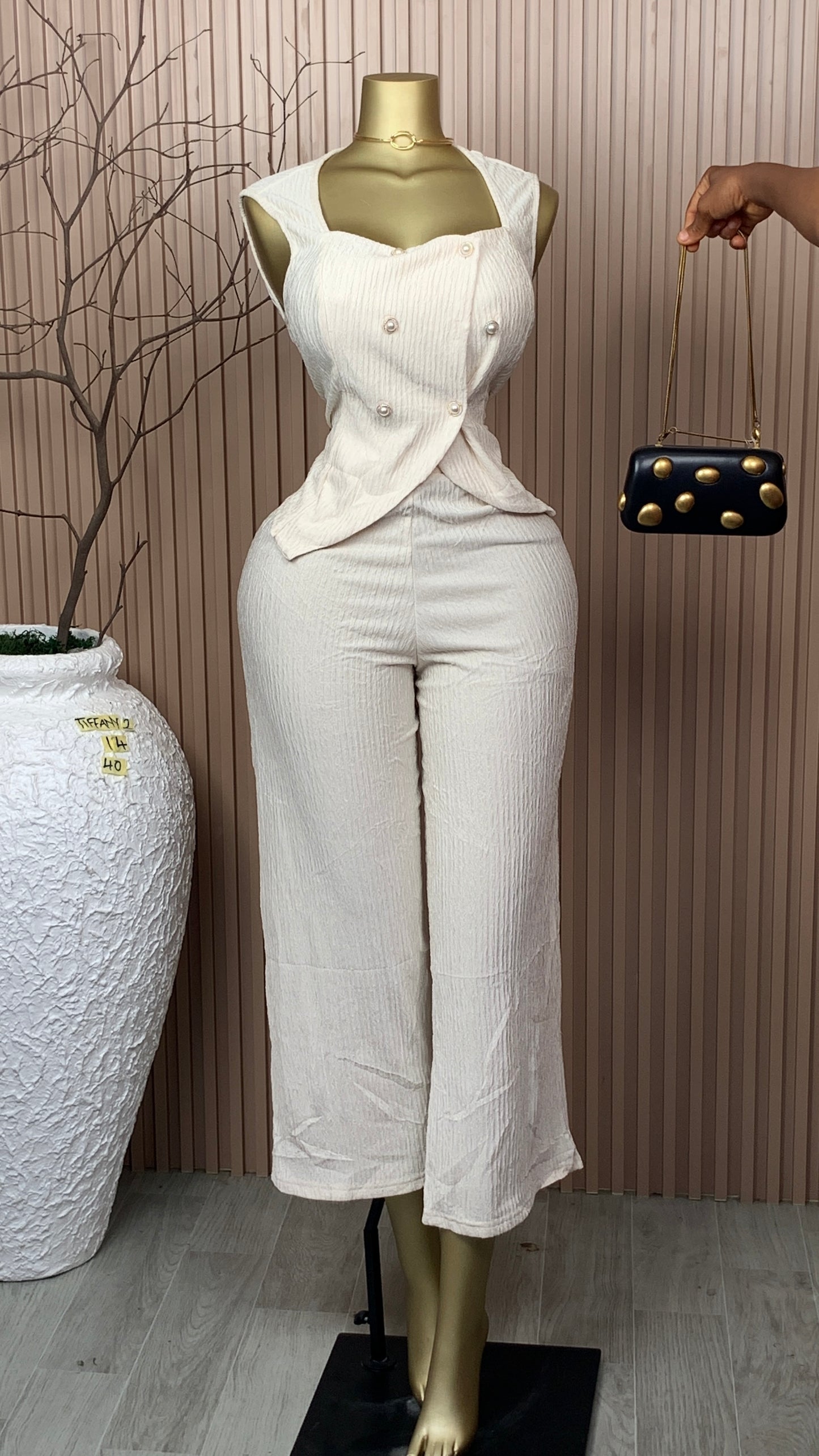 UK Size 14 Tiffany2 Brand New Two Piece Off-white Length40
