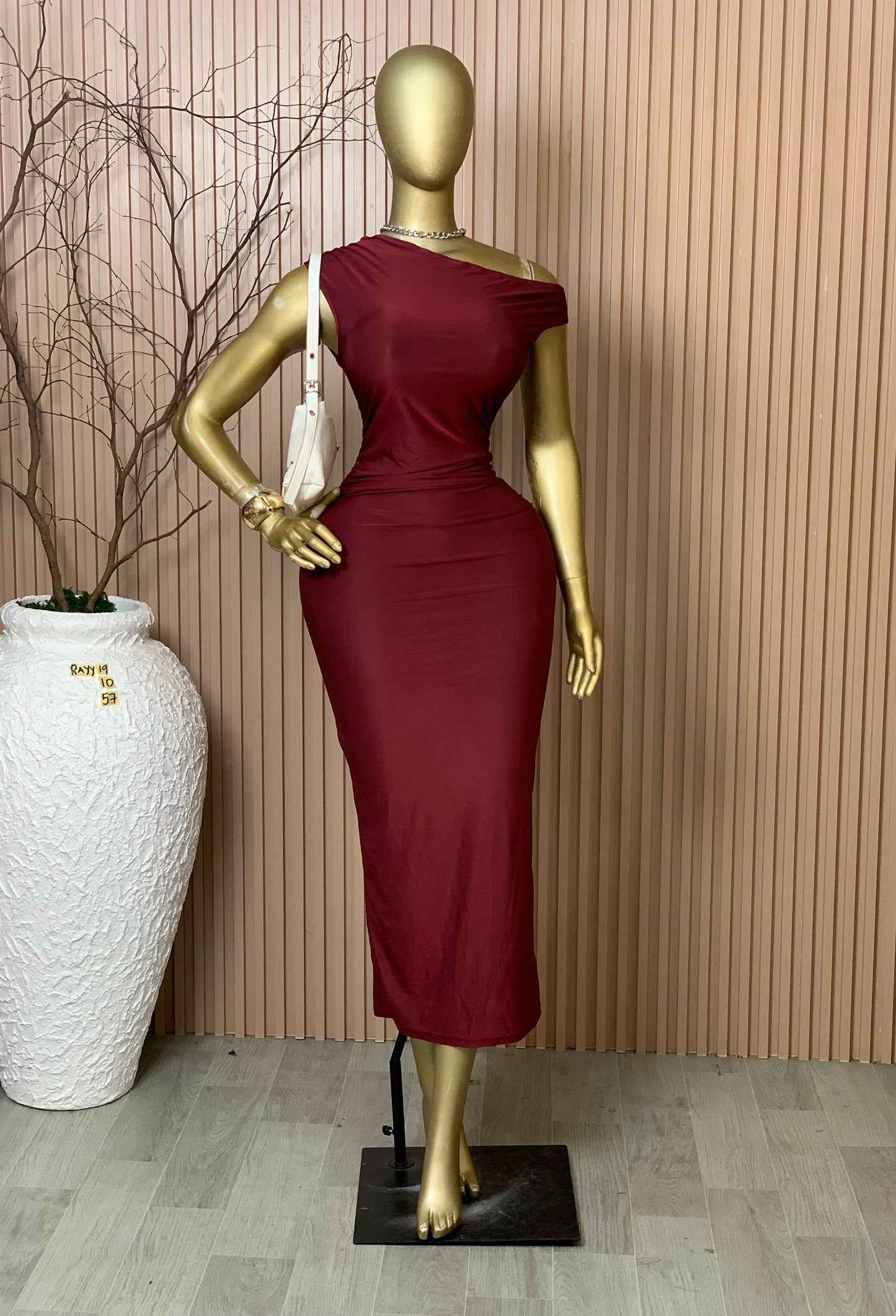 SIZE10 RAYY19 Length57 Brand New burgundy dress