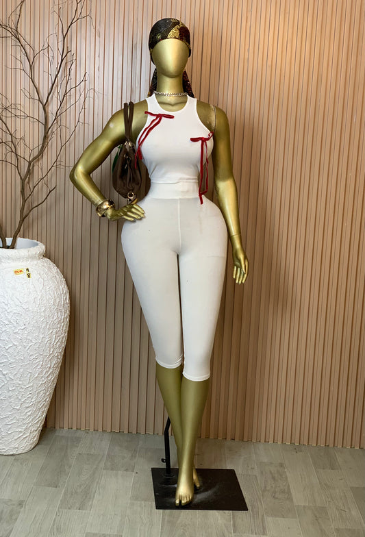 OVAL9 SIZE8 white&red top