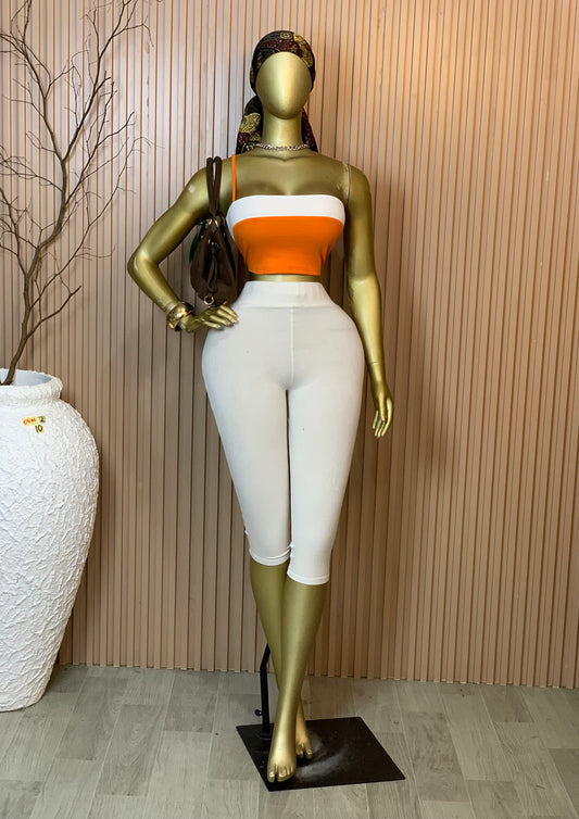 OVAL2 SIZE10 Orange&white top