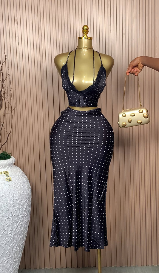 UK Size 8 Tiffany27 Brand New Two Piece Black&White polka dots Length6