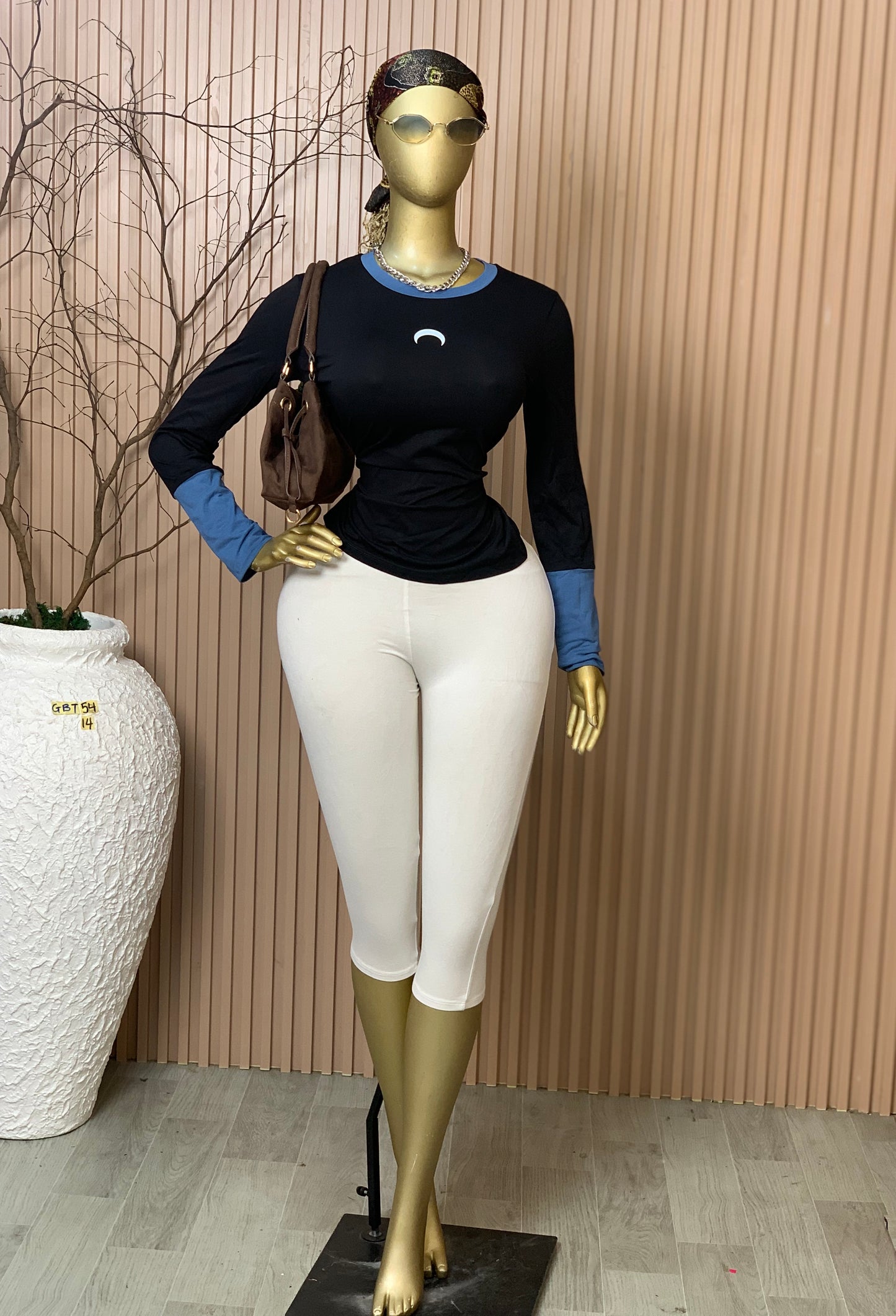 SIZE14 GLAMOUR BASIC TOP54 BLUE&BLACK
