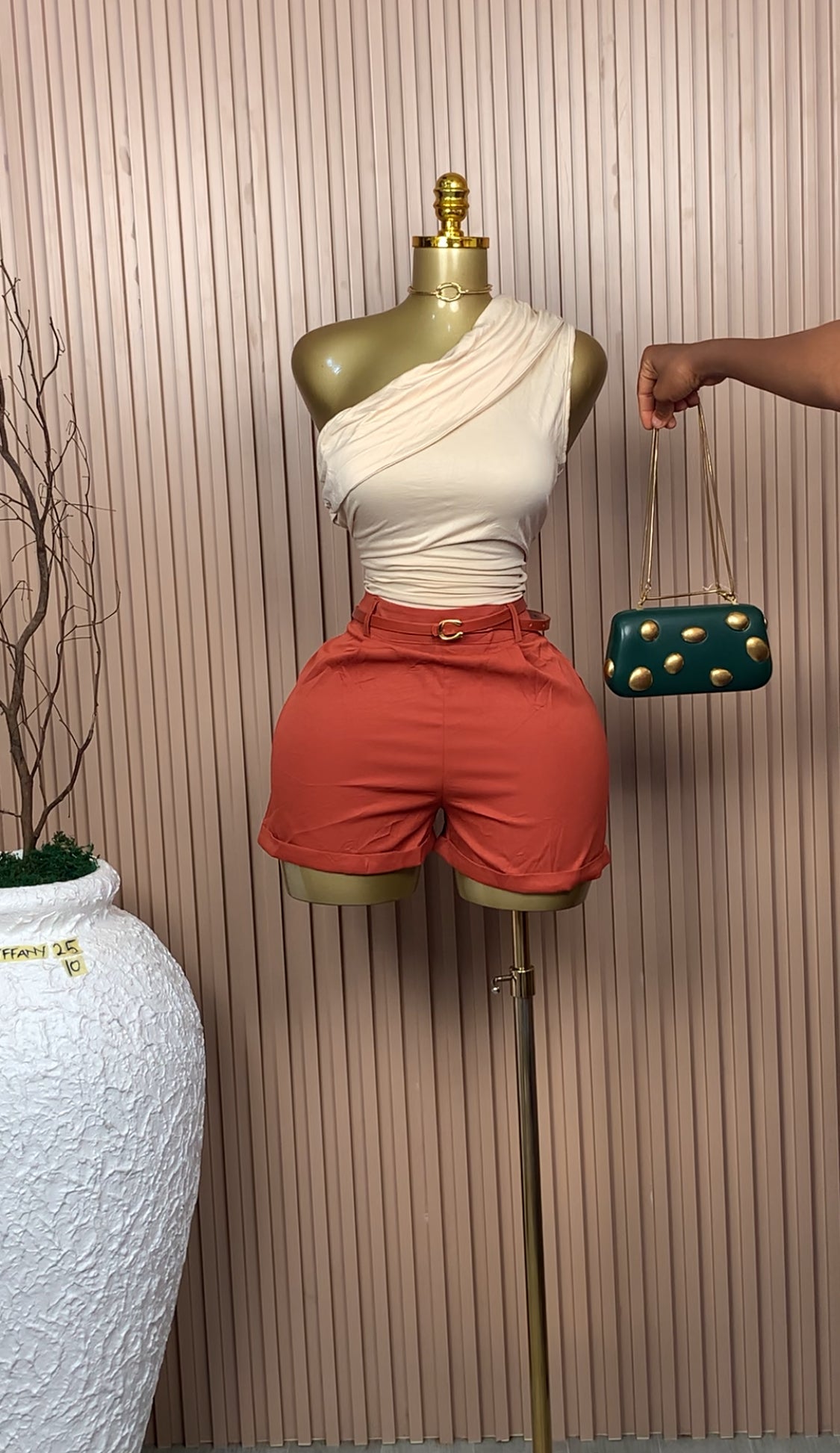 UK Size 10 Tiffany25 Brand New Two Piece Cream&Burnt Orange comes with a belt