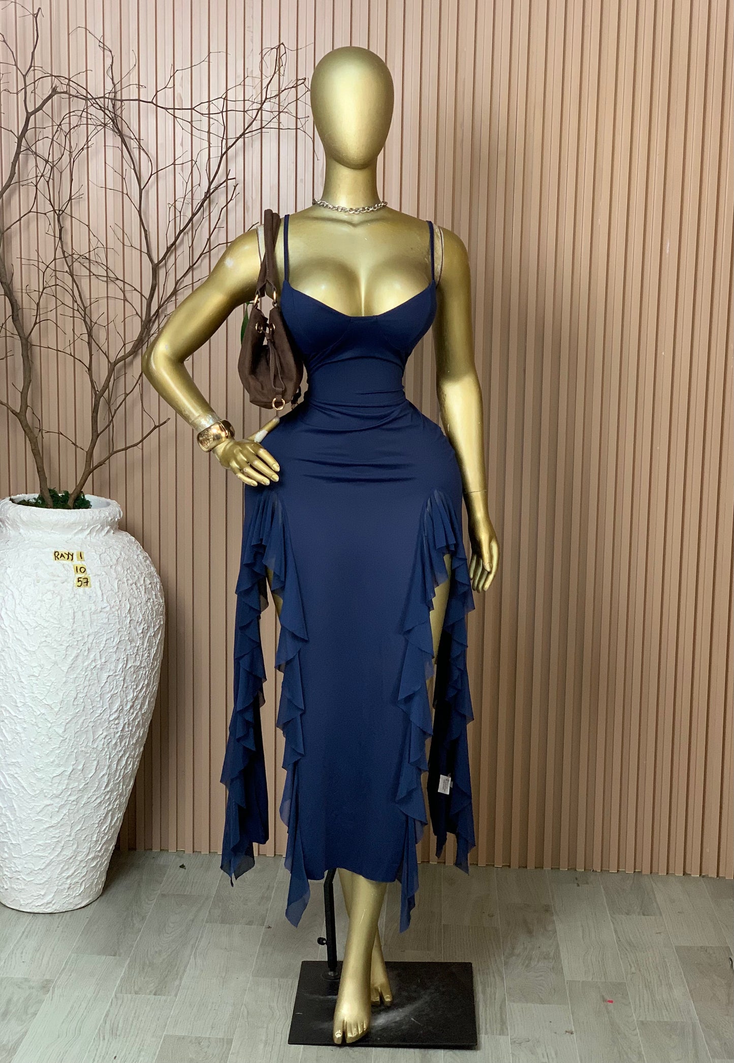 SIZE10 RAYY1 Length57 Brand new navy Blue dress