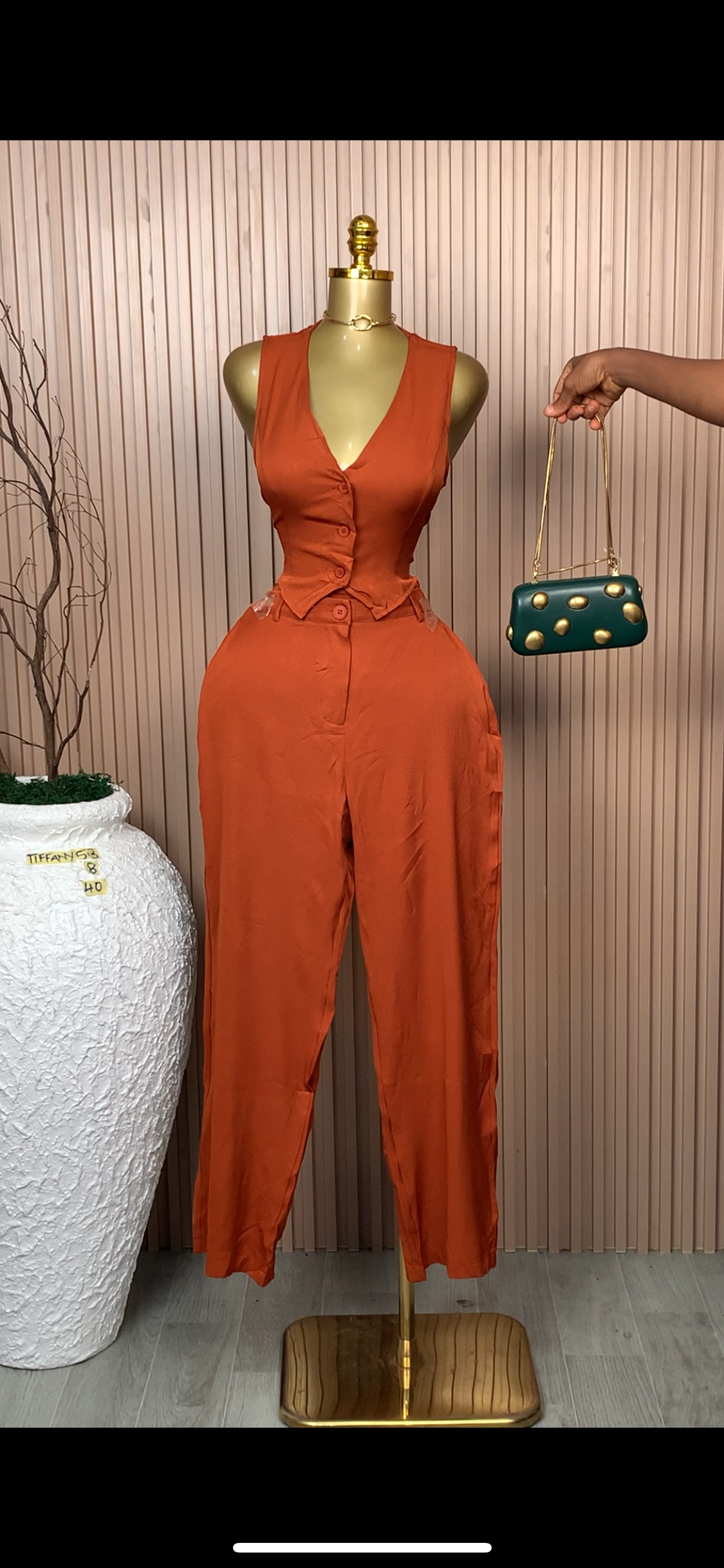 UK Size 8Tiffany53 Brand New Two Piece Burnt Orange Length40