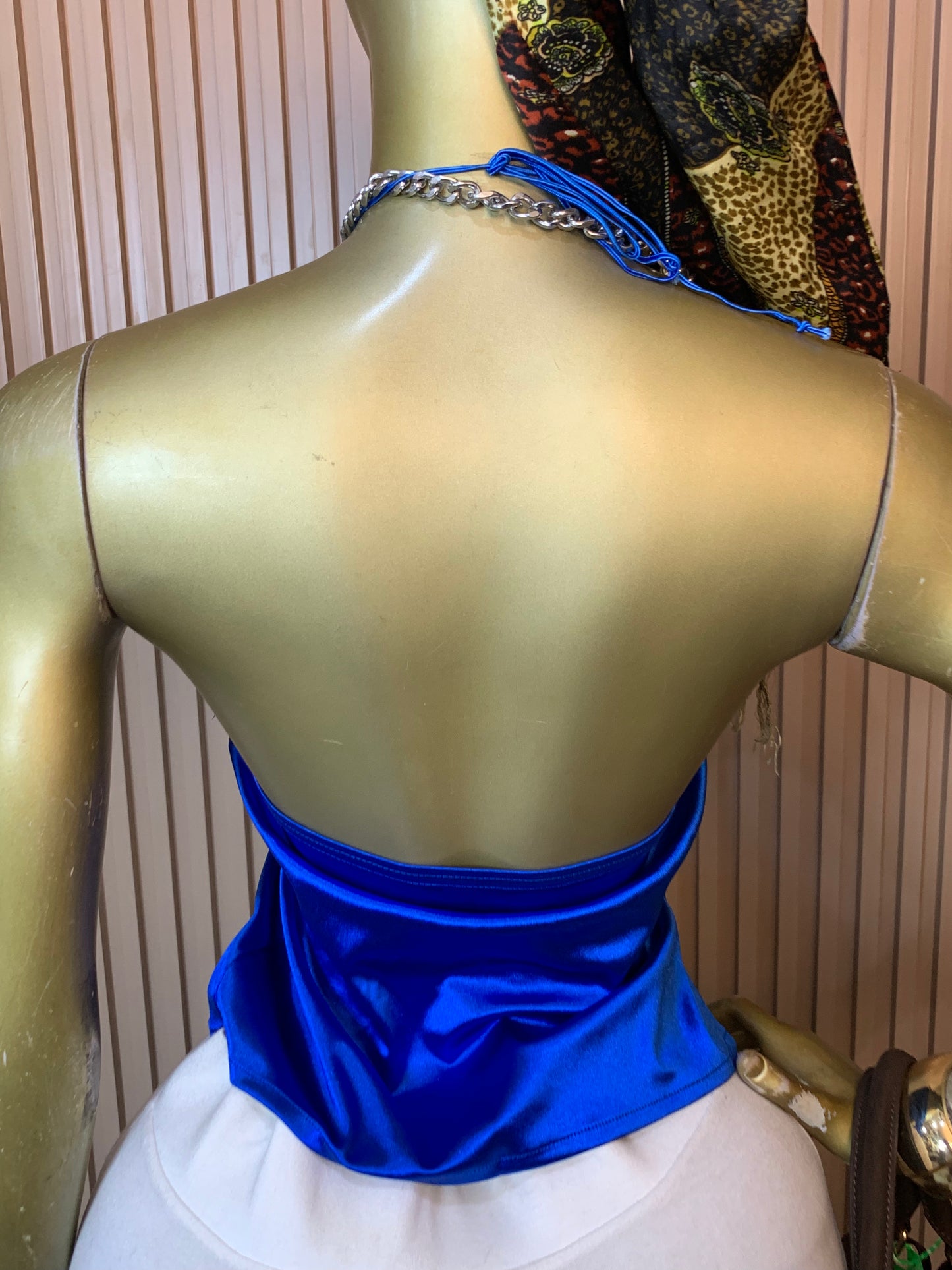 OVAL12 SIZE10 royal blue silk top